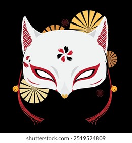 Vektor süß japanisch fuchs maske 