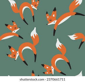 vector cute jumping fox illustration  