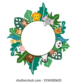 Vector Cute Jungle Animals in Cartoon Style, wild Animal, Zoo Designs for Background, Baby Clothes. Hand Drawn Characters