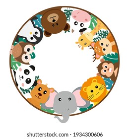 Vector Cute Jungle Animals in Cartoon Style, wild Animal, Zoo Designs for Background, Baby Clothes. Hand Drawn Characters