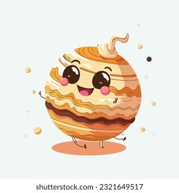 vector cute jupiter cartoon style