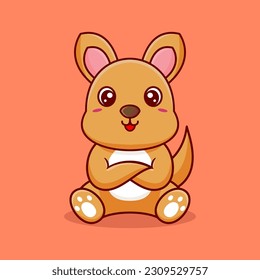 Vector cute kangaroo cartoon sitting