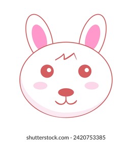 Vector cute Kawai rabbits hares. Little Cute Bunny Heads. Easter Rabbit Faces. Cartoon Animals Vector Illustration. Baby Shower Poster Design. Cartoon Kawaii Animal Vector illustration.