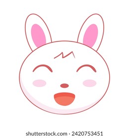 Vector cute Kawai rabbits hares. Little Cute Bunny Heads. Easter Rabbit Faces. Cartoon Animals Vector Illustration. Baby Shower Poster Design. Cartoon Kawaii Animal Vector illustration.