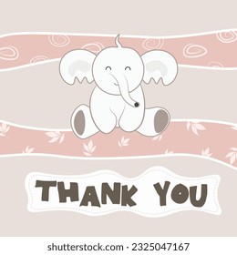 Dibujo de colección de animales kawaii lindo vectorial caricatura de agradecimiento fondo de tarjeta