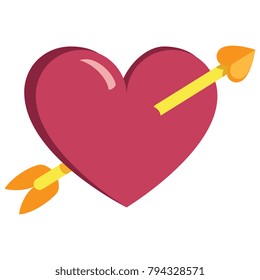 Vector cute kawaii  
arrowed heart  colorful isolated