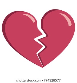 Vector cute kawaii  
broken heart  colorful isolated