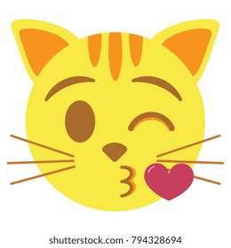 Vector cute kawaii cat blowing a kiss colorful isolated