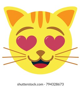 Vector cute kawaii cat smiling colorful isolated