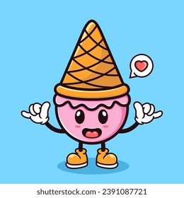 Vector Cute, kawaii and fun cartoon ice cream