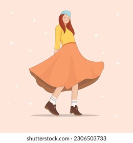 Vector de una linda chica kawaii ilustración plana