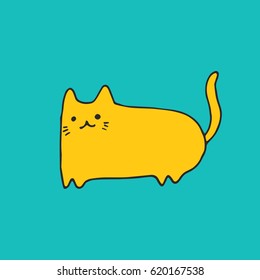 Vector cute kawaii illustration - funny cat. Hand drawn japanese kawaii style sketch, abstract imaginary creature