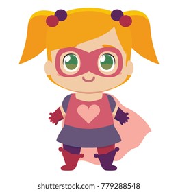 Vector cute kawaii kid superhero colorful isolated