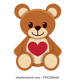 Vector cute kawaii teddy bear colorful isolated