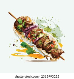 estilo de dibujos animados vectorial lindo kebabs