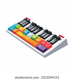 vector cute keyboard cartoon style