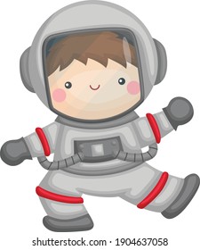eine Vektorgrafik eines süßen Kindes mit Astronautenanzug