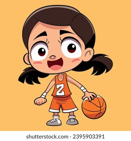 Vector of cute kids playing basketball