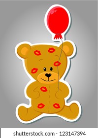 Vector cute kissed bear (Valentine illustration)
