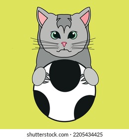 vector cute kitten holding a ball, suitable for games, children's toys
