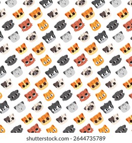 Vetor gatinho bonito padrão branco fundo, gato padrão