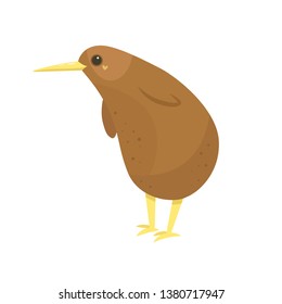Vector cute kiwi bird isolated on white background. 