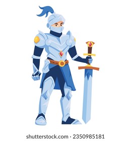 vector lindo caballero fantasía medieval ilustración de dibujos animados aislados