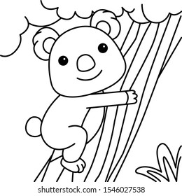 Vector cute Koala cartoon illustration design for coloring book.
