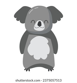 Vector cute koala in flat style on white.
