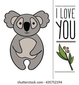 Vector cute koala. Vector isolated animal in the form of stickers.