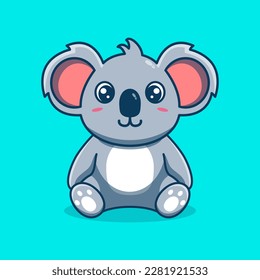 Vector cute koala sitting cartoon illustration