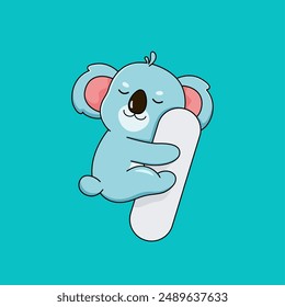 Vector cute koala sleeping with bolster cartoon vector icon illustration animal nature icon