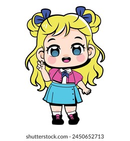 Vector Cute Kpop Girl Idol Cartoon Character Illustration Isolated
