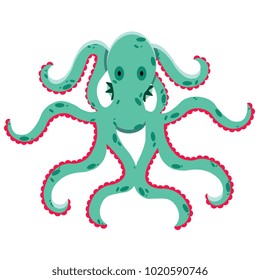 Vector cute kraken colorful isolated