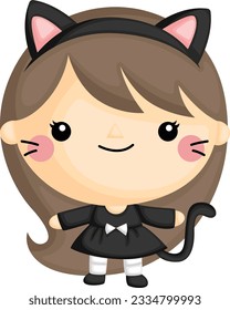a vector of a cute lady in a cat suit
