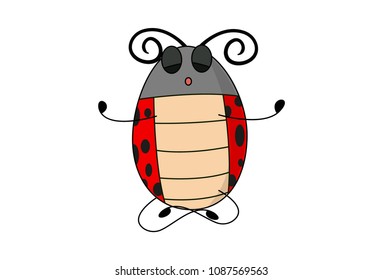 Vector cute ladybug cartoon. Isolated on white background.