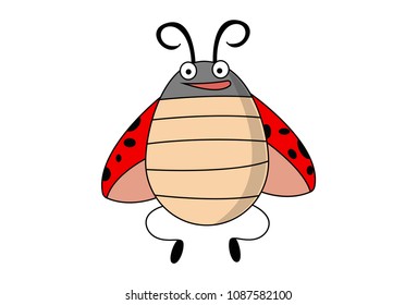 Vector cute ladybug flies on white background.