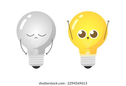 Vector cute lamp set kinds of expression cute lamp illustration
