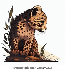 Vector Cute Leopard Art Illustration