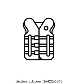 vector cute life jacket icon illustration in black and white flat line style