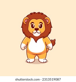 Vector cute lion angry cartoon vector icon illustration animal nature icon concept isolated premium