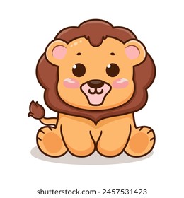 Vector cute lion cartoon character illustration design