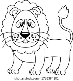Vector lindo libro de colorear león para adultos y niños. Animal sobre un fondo blanco aislado.