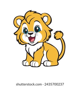Vector of a cute lion cub with a happy expression 