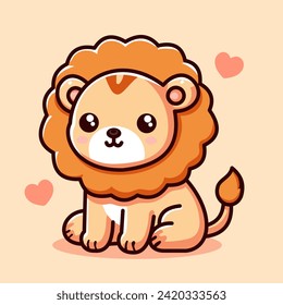 Vector Cute Lion Mascot cartoon Vector Illustration. Flat cartoon style