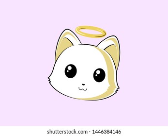 Vector cute little angel cat.