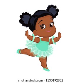 Vector cute little baby African American ballerina in  tutu dresses. 