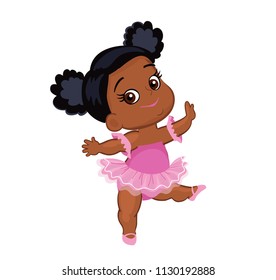 Vector cute little baby African American ballerina in  tutu dresses. 