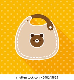 vector cute little bear baby bib / earth tone / flat icon