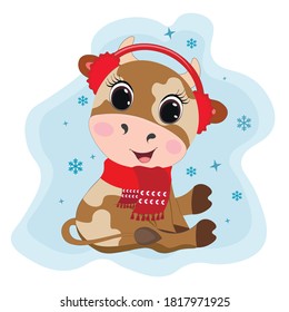 Pequeña ilustración vectorial lindo. Fondo azul. Perfecto para tarjetas de felicitación, invitaciones a fiestas, afiches, pegatinas, pin, scrapbooking, iconos. Ilustración del vector.Feliz Navidad